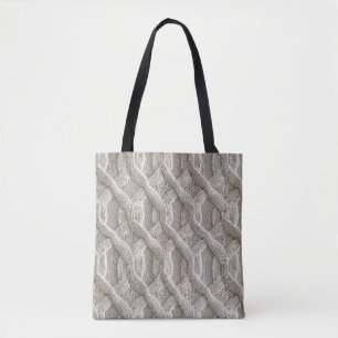 Elegantes Beige-Kabelstrickmuster Tasche