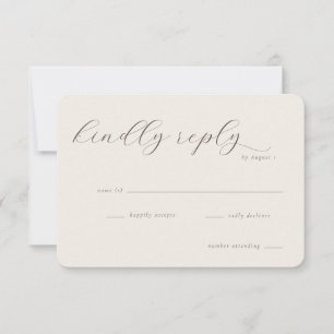 Elegantes Beige Kalligrafie RSVP Karte