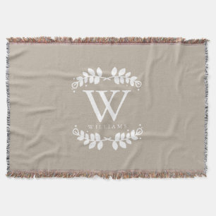 Elegantes beige Leinenmonogramm Decke