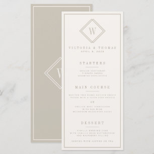 Elegantes Beige Minimalistische Hochzeitsmenü Menükarte