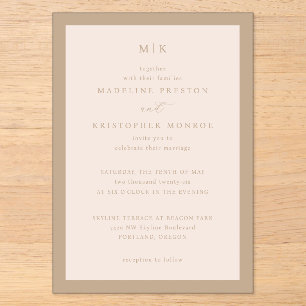 Elegantes Beige Minimalistische Kalligrafie Acryleinladungen