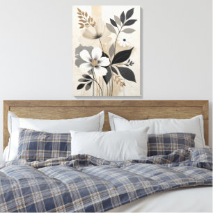 Elegantes Beige Minimalistisches botanisches Desig Leinwanddruck