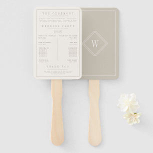 Elegantes Beige-Minimalistisches Hochzeitsprogramm Fächer