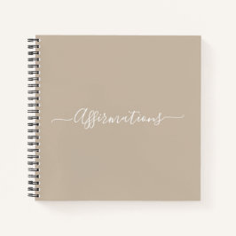 Elegantes Beige mit weißen Typografie-Bekenntnisse Notizbuch
