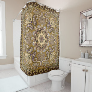 Elegantes beige Paisley-Muster Duschvorhang