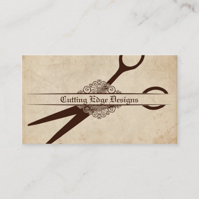elegantes beige Papier scissors den modernen Visitenkarte (Vorderseite)