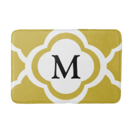 Elegantes Beige Quatrefolienmonogramm Badematte