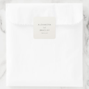 Elegantes beige Schriftbild Quadratischer Aufkleber