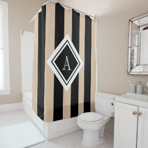 Elegantes beige schwarzes vertikale duschvorhang