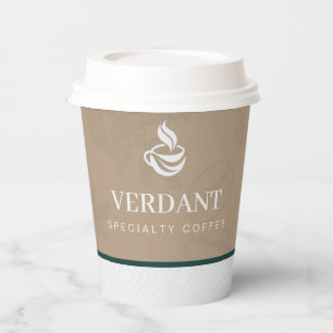 Elegantes Beige-Spezialitäten-Café-Logo-Papierbech Pappbecher