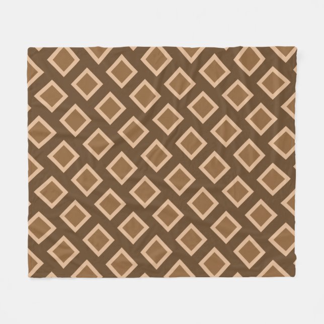 Elegantes Beige Square Muster Fleecedecke (Vorderseite (Horizontal))
