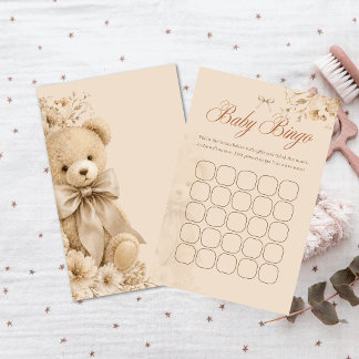 Elegantes Beige-Teddybär-Baby-Bingo-Spiel