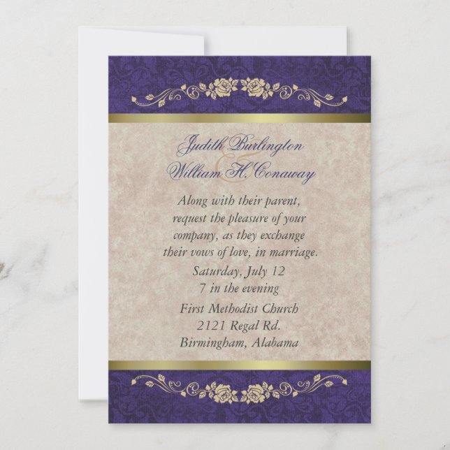 Elegantes Beige und Lila Hochzeitseinladung Einladung (Vorderseite)