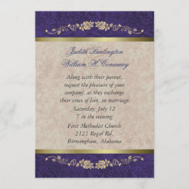 Elegantes Beige und Lila Hochzeitseinladung Einladung