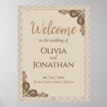 Elegantes Beige verzierte Hochzeit Begrüßungszeich