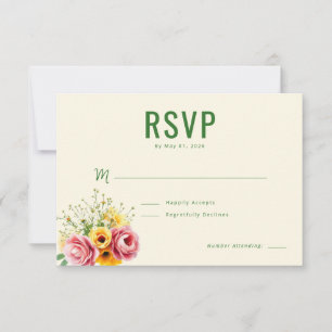 Elegantes Beiges Blumen-RSVP RSVP Karte