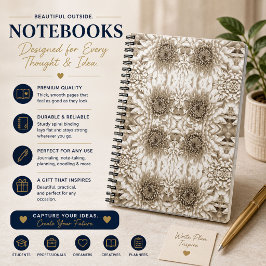 Elegantes beiges Blumenjournal Notizbuch Notizblock