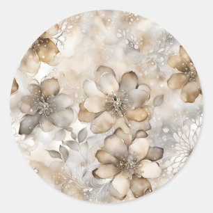 Elegantes beiges Blumenmuster Runder Aufkleber