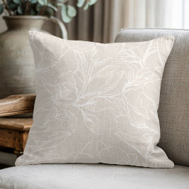 Elegantes beiges botanisches Blumenmuster Kissen