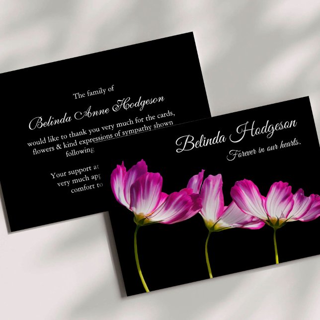 Elegantes Beileid Blumenbeerdigung Dankeschön Kart Einladung (Pretty Pink Flowers Sympathy Memorial Funeral Thank You Cards)