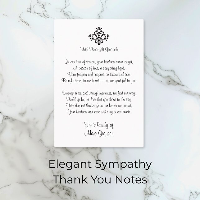 Elegantes Beileid Dankeschön Hinweise Begleitkarte (Elegant Sympathy Thank You Notes)