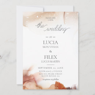 Elegantes Beispiel Orange Aquarellfarben Hochzeit Einladung