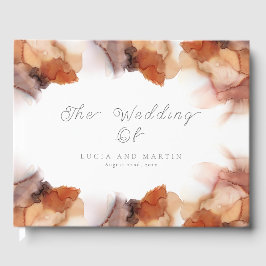 Elegantes Beispiel Orange Aquarellfarben Hochzeit Gästebuch
