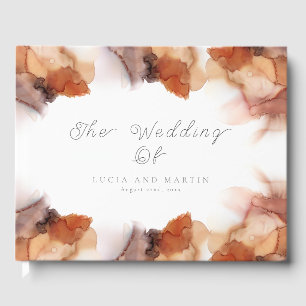 Elegantes Beispiel Orange Aquarellfarben Hochzeit Gästebuch