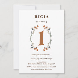 Elegantes Beispiel Wildblume 1. Geburtstag Einladung