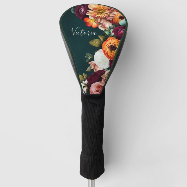 Elegantes, benutzerdefiniertes Blumenzkript Golf Headcover (Vorderseite)