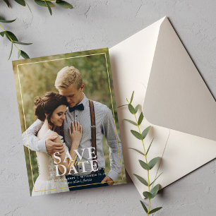Elegantes benutzerdefiniertes Foto Hochzeit Speich Folieneinladung