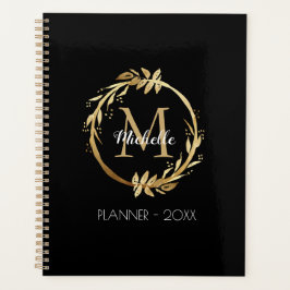 Elegantes, benutzerdefiniertes Gold Wreath Monogra Planer