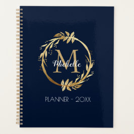 Elegantes, benutzerdefiniertes Gold Wreath Monogra Planer