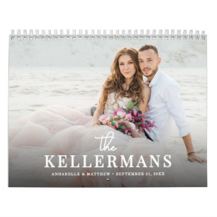 Elegantes benutzerdefiniertes Hochzeitsfoto Kalender
