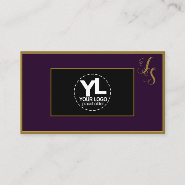 Elegantes, benutzerdefiniertes Monogramm und Logo  Visitenkarte (Vorderseite)