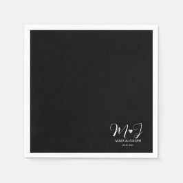 Elegantes benutzerdefiniertes Schwarz-Weiß-Hochzei Serviette