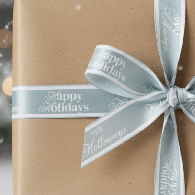 Elegantes benutzerdefiniertes Skript mit Nachnamen Satinband (Send holiday greetings with a classic touch! )