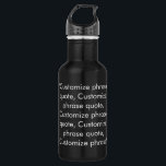 Elegantes, benutzerdefiniertes Zitat mit schwarzem Edelstahlflasche<br><div class="desc">Eleganter, schwarz-weißer, benutzerdefinierter Textname Zitat Monogramm Edelstahl-Wasserflasche. Erhältlich in vielen Farben.</div>