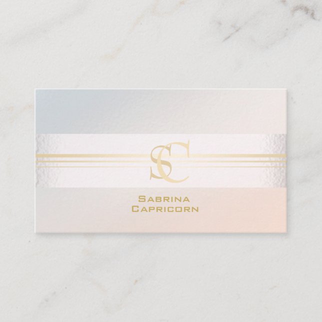 Elegantes Beruflich Blush Pearl Monogramm Visitenkarte (Vorderseite)