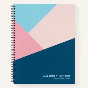Elegantes Beruflich geometrisches rosa Navy Blue Notizbuch