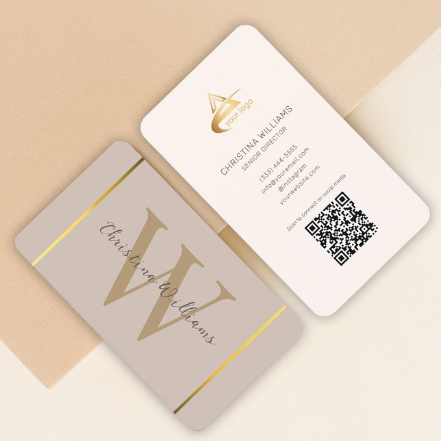 Elegantes Beruflich Modernes Minimalistisches Mono Visitenkarte (Elegant Professional Modern Minimalist Monogram Business Card)