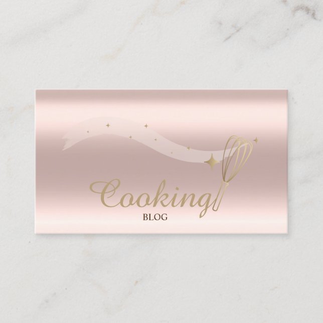 Elegantes Beruflich, Rose Gold, Whisk, Kochen Visitenkarte (Vorderseite)