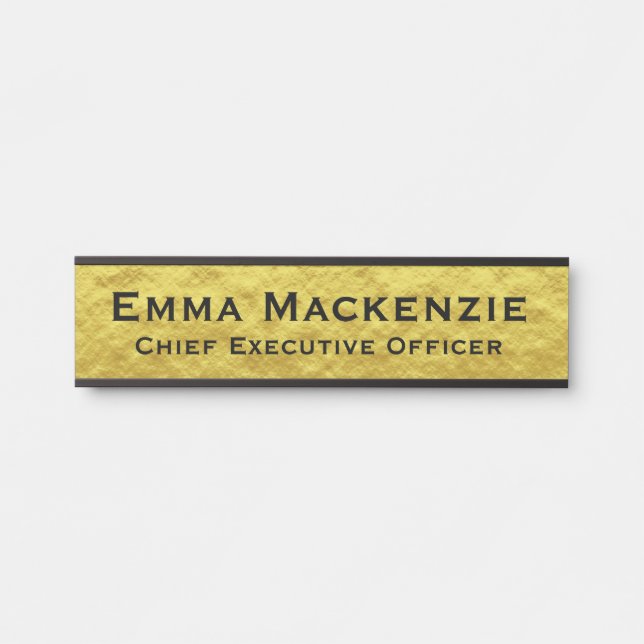 Elegantes Berufliches Black & Gold Office Türzeich Türschild (Vorderseite )