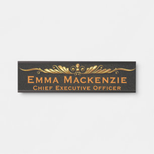 Elegantes Berufliches Black & Gold Office Türzeich Türschild