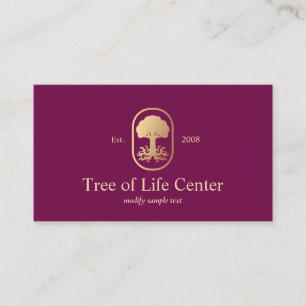 Elegantes Berufliches Gold Tree Roots Logo Burgund Visitenkarte