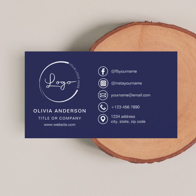 Elegantes Berufliches Logo mit Social Media Icons Visitenkarte (Von Creator hochgeladen)