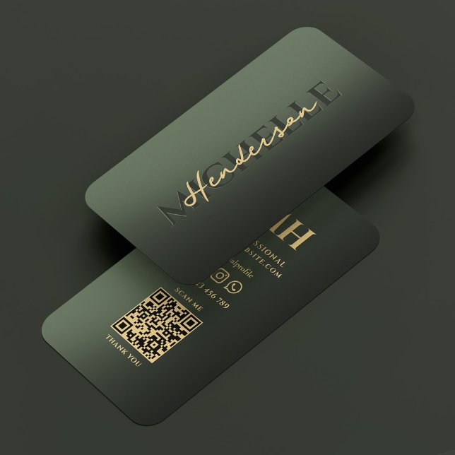 Elegantes Berufliches, modernes, glänzend grünes M Visitenkarte (Elegant Professional Modern Shiny Green Monogram Business Card
)