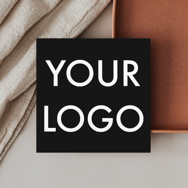 Elegantes Berufliches, modernes Logo Schwarz Quadratische Visitenkarte (Von Creator hochgeladen)