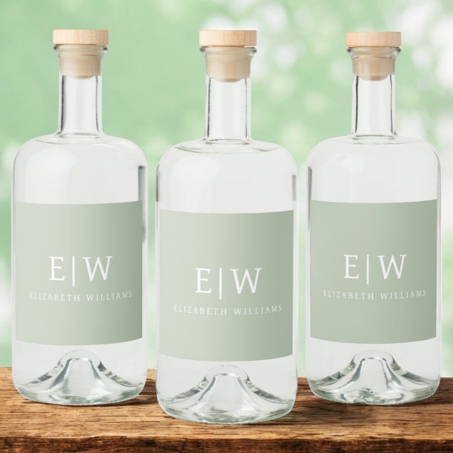 Elegantes Berufliches Monogramm Minimalistisch Alkoholflaschenetikett (Von Creator hochgeladen)