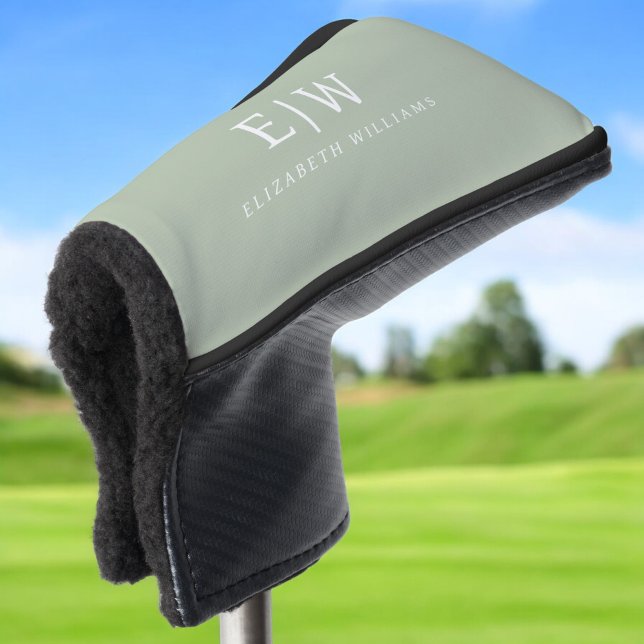 Elegantes Berufliches Monogramm Minimalistisch Golf Headcover (Von Creator hochgeladen)